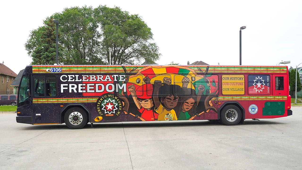 Juneteenth-themed bus unveiled by Milwaukee County Transit System
