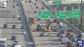 Accident involving school bus on I-43/94 near National