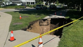 Sinkhole forms at Big Bay Park/Buckley Park in Whitefish Bay