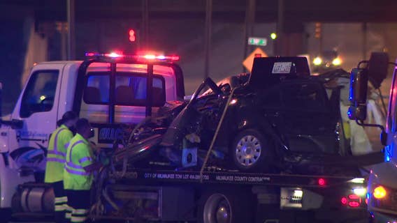 Milwaukee crash; car split in half near 56th and Mill Road