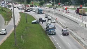 I-43 crash in Milwaukee, semi hit car near Keefe Avenue