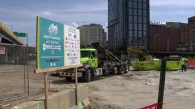 Milwaukee dog park groundbreaking; fenced space for pups of all sizes