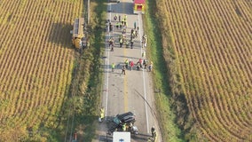 Random Lake school bus rollover crash, 8 students injured