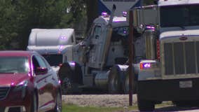 Burlington overturned semi, trailer; diesel spill isolated
