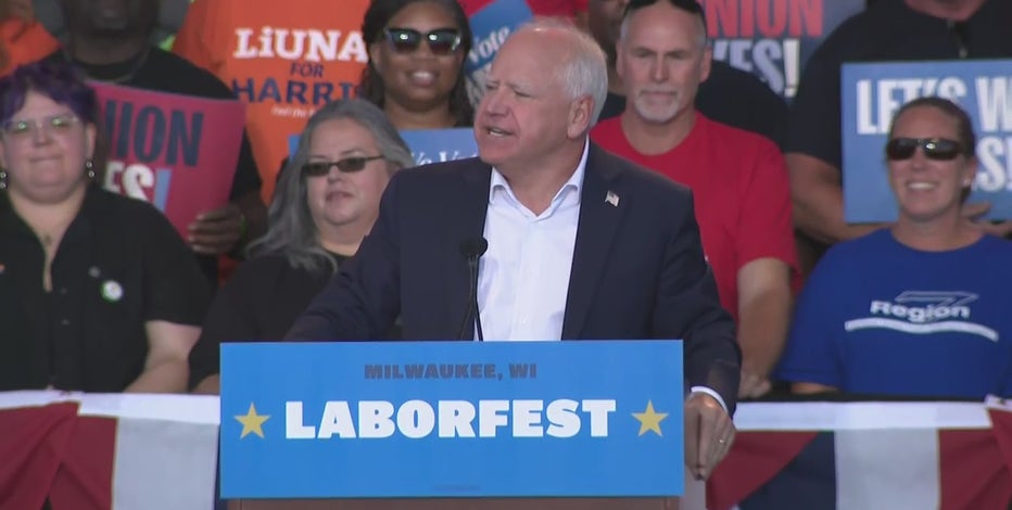 Democratic VP nominee Tim Walz Milwaukee visit on Labor Day