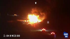 Jefferson County I-94 vehicle fire; all lanes reopened