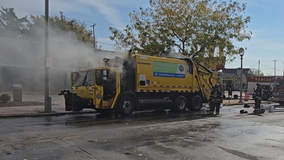 Milwaukee garbage truck fire, 16th and Washington, no injuries