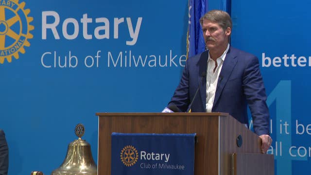 Eric Hovde, GOP candidate for US Senate, speaks at Milwaukee Press Club