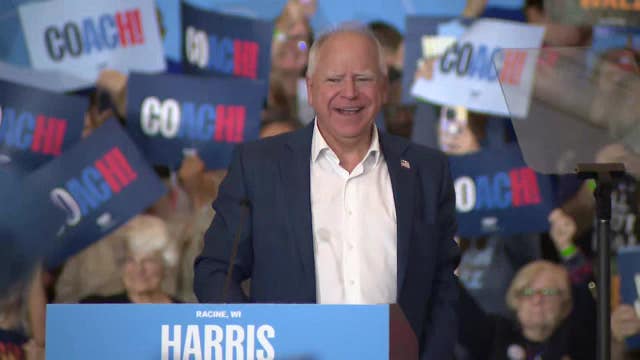 Gov. Tim Walz in Racine; holds rally after Madison stop with former President Obama