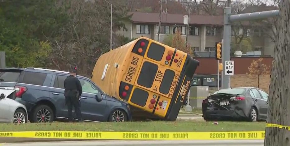 Greenfield school bus crash near 27th and Howard, 1 person dead