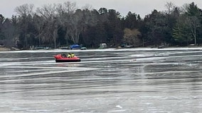 Waukesha County lake ice rescue, fishermen pull man to safety