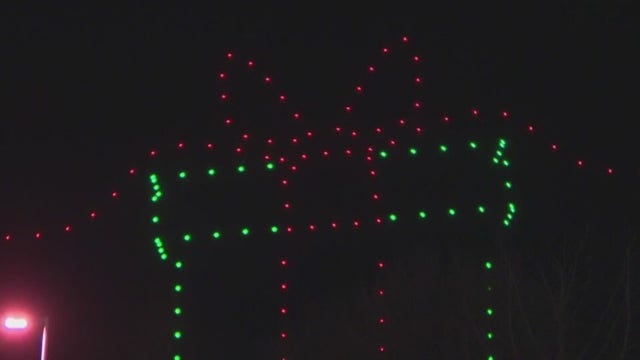 Drone show fills sky outside Children's Wisconsin; floats, gift giveaways