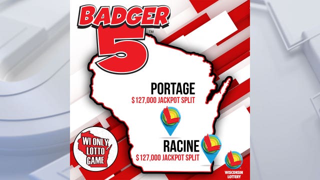 Badger 5 jackpot split between Racine, Portage winners; $127K prize