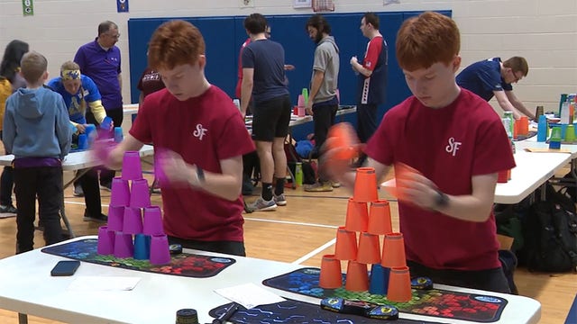Racine cup stacking tournament, sport stackers race against clock