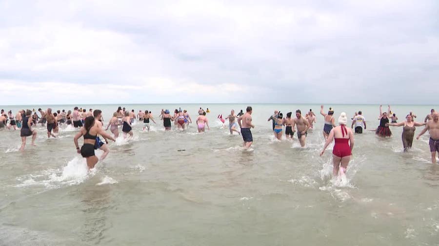 Milwaukee Polar Plunge; New Year's Day tradition at Bradford Beach