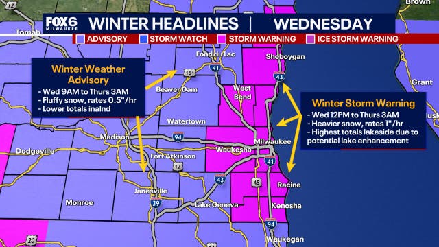 Wisconsin winter storm warning Wednesday; latest updates