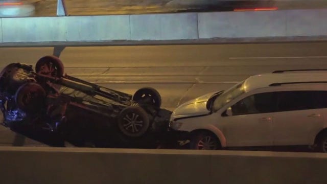 Rollover crash on I-43 at Keefe in Milwaukee