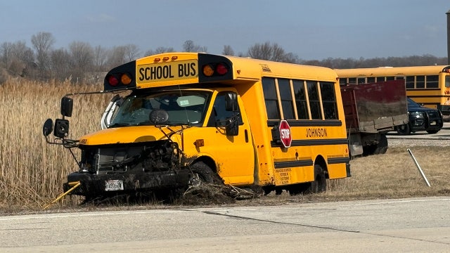 3-vehicle crash involving school bus northeast of West Bend, 4 hurt