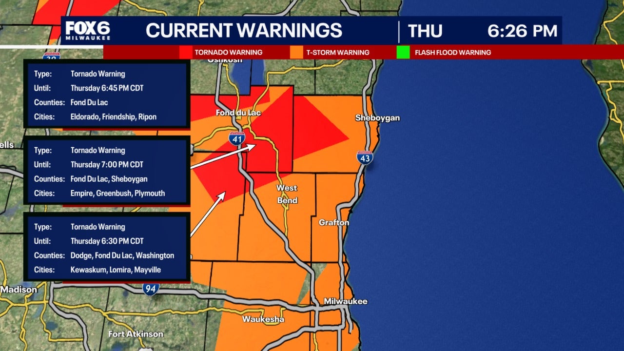 Wisconsin tornado warnings, watches Thursday; severe storms continue