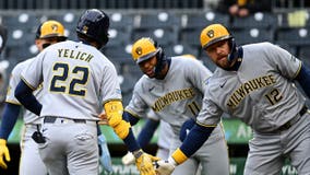 Brewers beat Pirates after long rain delay in Pittsburgh