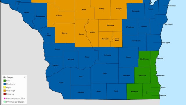 High fire danger in Wisconsin due to gusty winds, dry vegetation