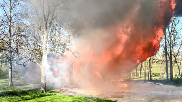 Video: Fire destroys garage in Racine County, contents a total loss