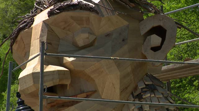 Wauwatosa troll sculpture; Danish artist shares his recycling talent