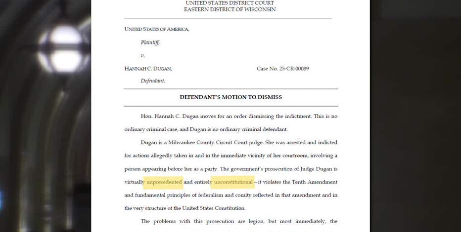 Milwaukee County Judge Dugan moves to dismiss federal indictment