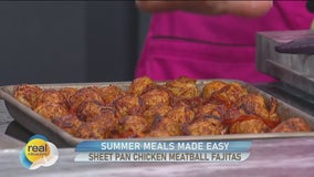 RECIPE: Sheet pan chicken meatball fajitas