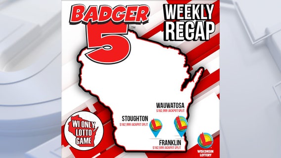 $162,999 Badger 5 jackpot split among three winning tickets