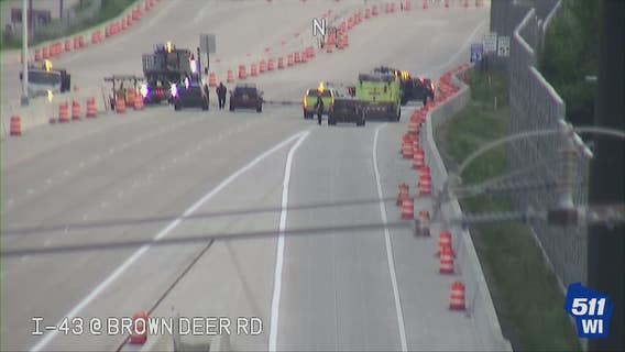 I-43 crash in work zone near Brown Deer Road, 1 severely injured