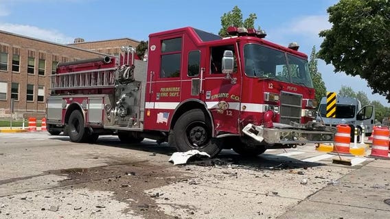 Milwaukee fire engine struck by car at 26th and Oklahoma; 1 hurt