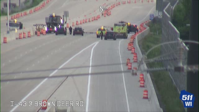 I-43 crash in work zone near Brown Deer Road, 1 severely injured