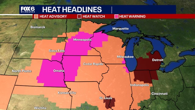 Dangerous heat impacts Wisconsin; temps in 90s, heat indices exceeding 100°