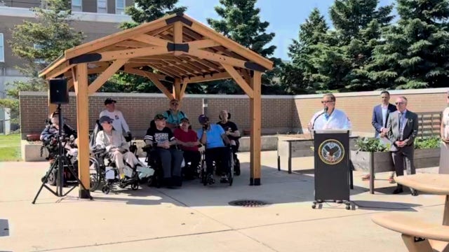 New gazebo at Milwaukee VA; donated by Brewers Community Foundation