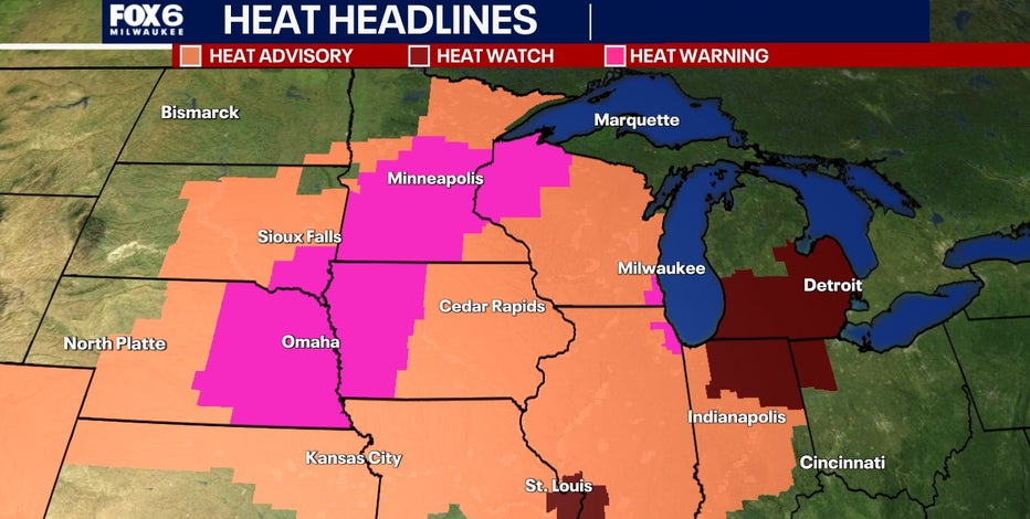 Dangerous heat impacts Wisconsin; temps in 90s, heat indices exceeding 100°