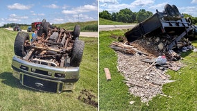 Racine County rollover crash, driver avoids serious injuries