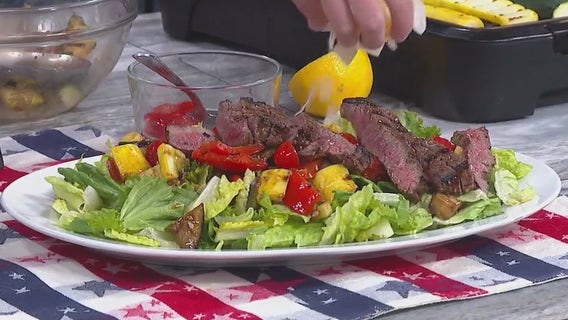 Steak and grilled ratatouille salad: recipe