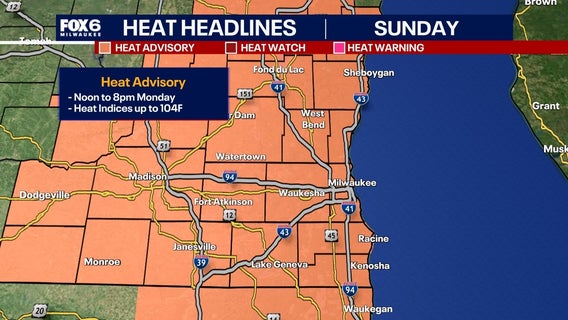Triple digit heat indices back in Southeast Wisconsin Monday