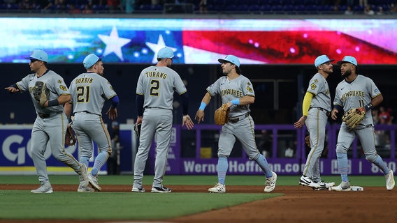 Brewers beat Marlins, Yelich scores go-ahead run on Chourio double
