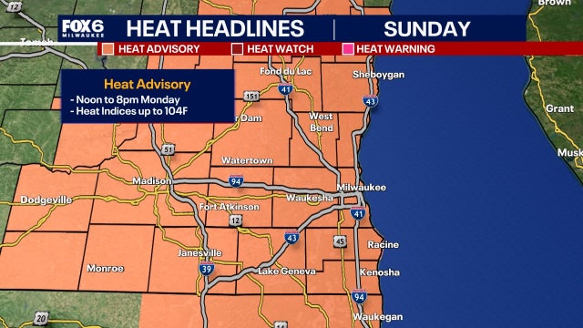Triple digit heat indices back in Southeast Wisconsin Monday