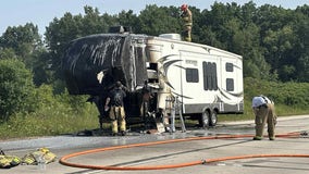 Racine County travel trailer fire, no injuries reported