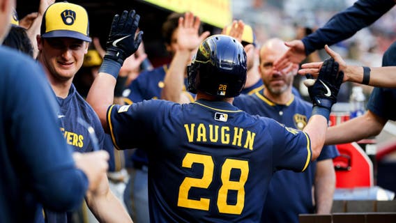 Brewers beat Braves; Perkins, Vaughn each homer in 6th straight win