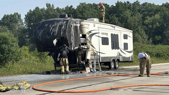 Racine County travel trailer fire, no injuries reported