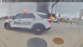 Greendale police chase ends with fiery squad crash in Franklin