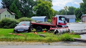 Racine County flatbed truck rollover crash, driver injured