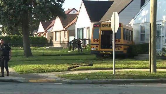 Milwaukee crash involving school bus; house, fence, gas meter hit