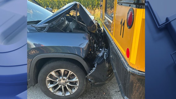 Fond du Lac County crash; car hit rear of stopped school bus