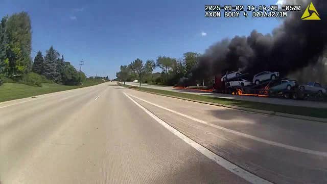 Semi crash, fire in River Hills; new video shows police response