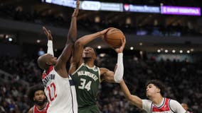 Bucks beat Wizards in home opener; Giannis Antetokounmpo scores 37 points